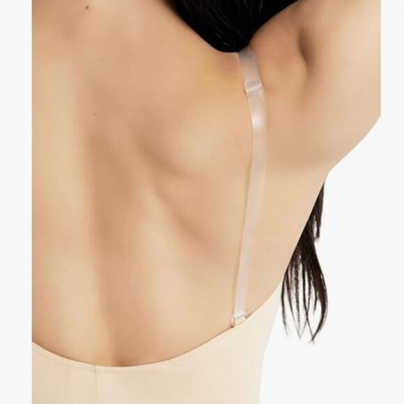 NEW Capezio Camisole Bodysuit Adjustable Clear Straps NWT Beige Large - Picture 7 of 7